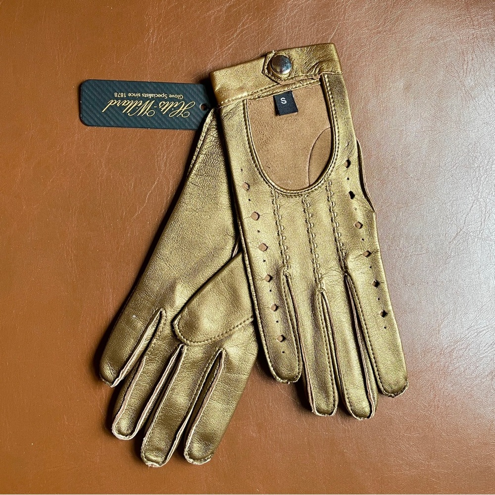 Hilts-Willard Leather Driving Gloves, Dark Gold - NWT